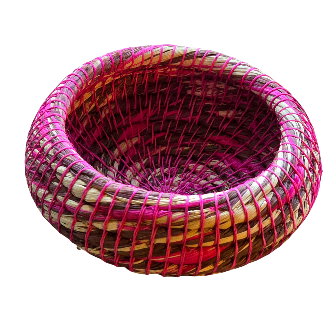 Colored chambira woven pots with open top - handmade by Peruvian artisan