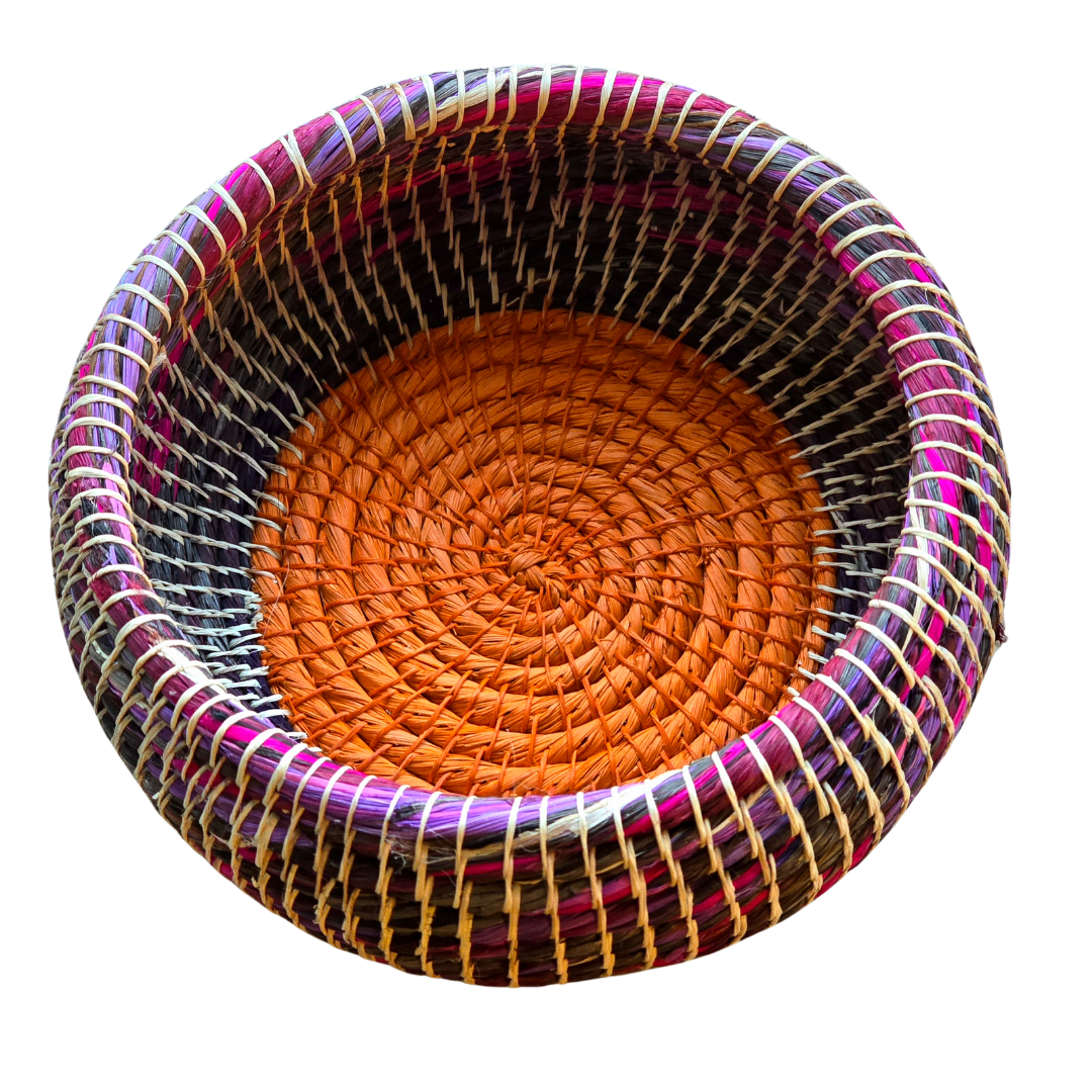 Colored chambira woven pots with open top - handmade by Peruvian artisan - Amazon Ecology