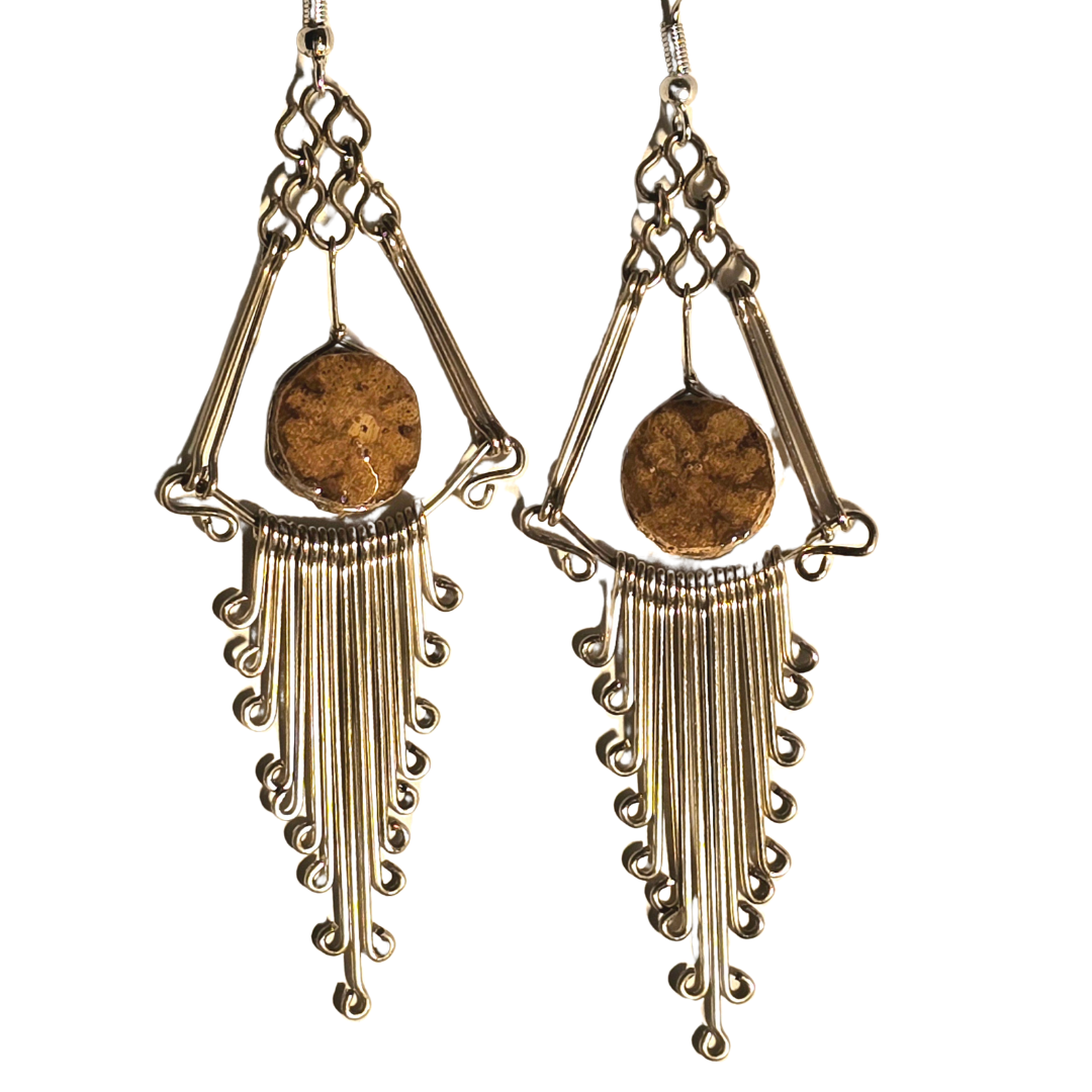 Ayahuasca vine earrings with silver dangles - made by Peruvian Amazon artisan - Amazon Ecology