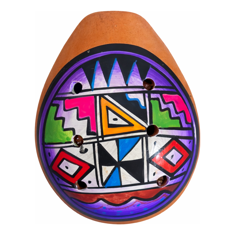 Ceramic ocarinas with multi-colored designs - made by artisans from the Peruvian Amazon - Amazon Ecology