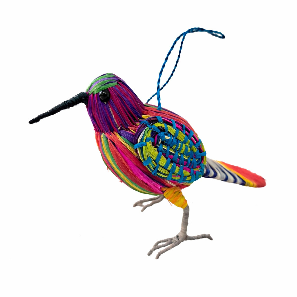 FANTASY HUMMINGBIRD BIRD ORNAMENT - WOVEN BY PERUVIAN AMAZON ARTISAN - Amazon Ecology