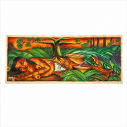 Original Bora Visionary "Woman of the the forest" Painting on Llanchama Bark by Elmer Rodrigueztree bark canvas by indigenous Huitoto artisans from the Peruvian Amazon (Copy) (Copy) (Copy) (Copy)
