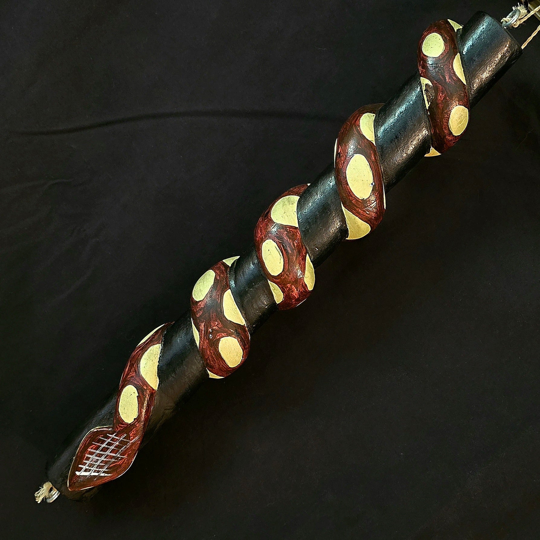Wooden tropical snake on branch decoration - made by Peruvian Amazon artisan - Amazon Ecology
