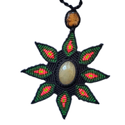 Quartz and ayahuasca vine macrame star necklace from the Peruvian Amazon - Amazon Ecology