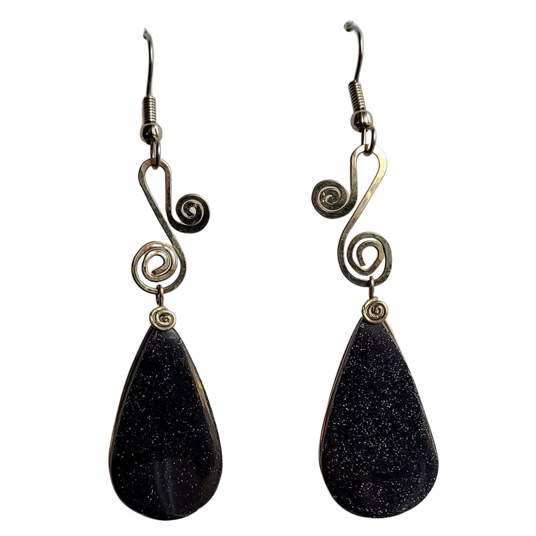 Stone and alpaca silver earrings - made by Peruvian Amazon artisans