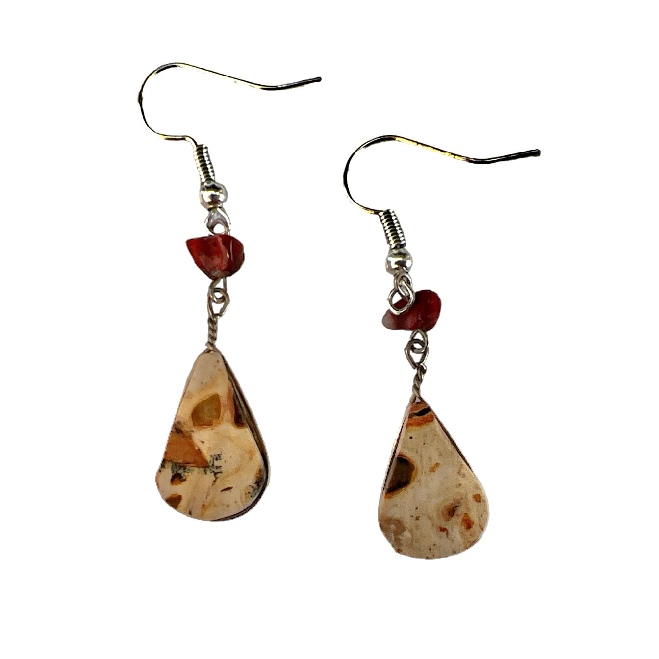 Teardrop Leopard Jasper Earrings - made by artisans from the Peruvian Amazon