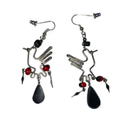 Bird Shaped Wire Earrings with Black Onyx - Made by Peruvian Amazon Artisan - Amazon Ecology