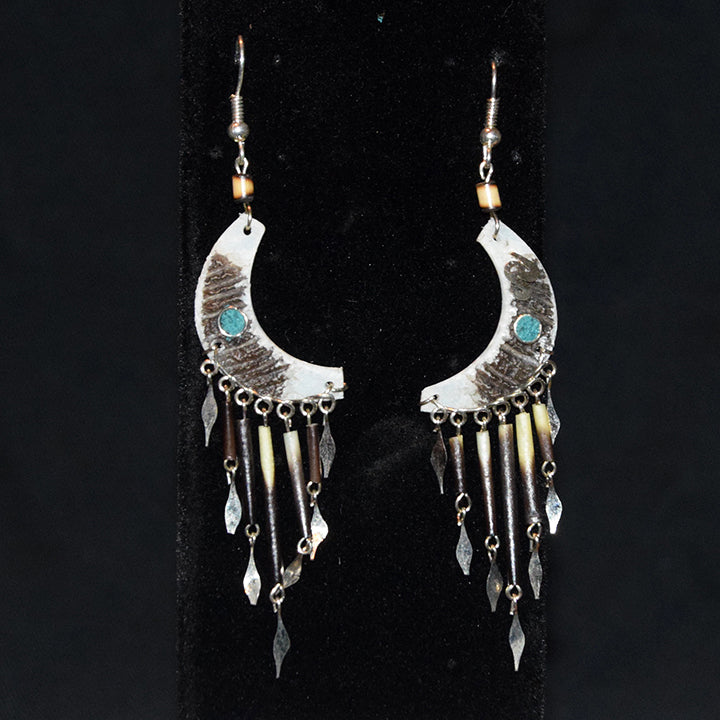 Paiche Fish Scales Crescent Moon Earrings