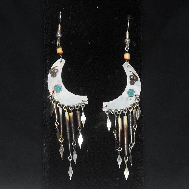 Paiche Fish Scales Crescent Moon Earrings