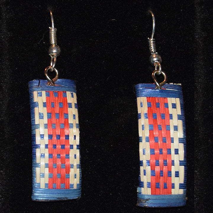 Cana Flecha Earrings, Black and White, Pinks and Blues