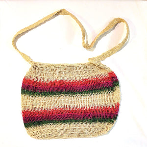 Multi-colored crochet Chambira Palm Fiber Striped Shoulder Bag made in the Peruvian Amazon