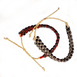Twin-row achira seed bracelet made by Peruvian Amazon artisan