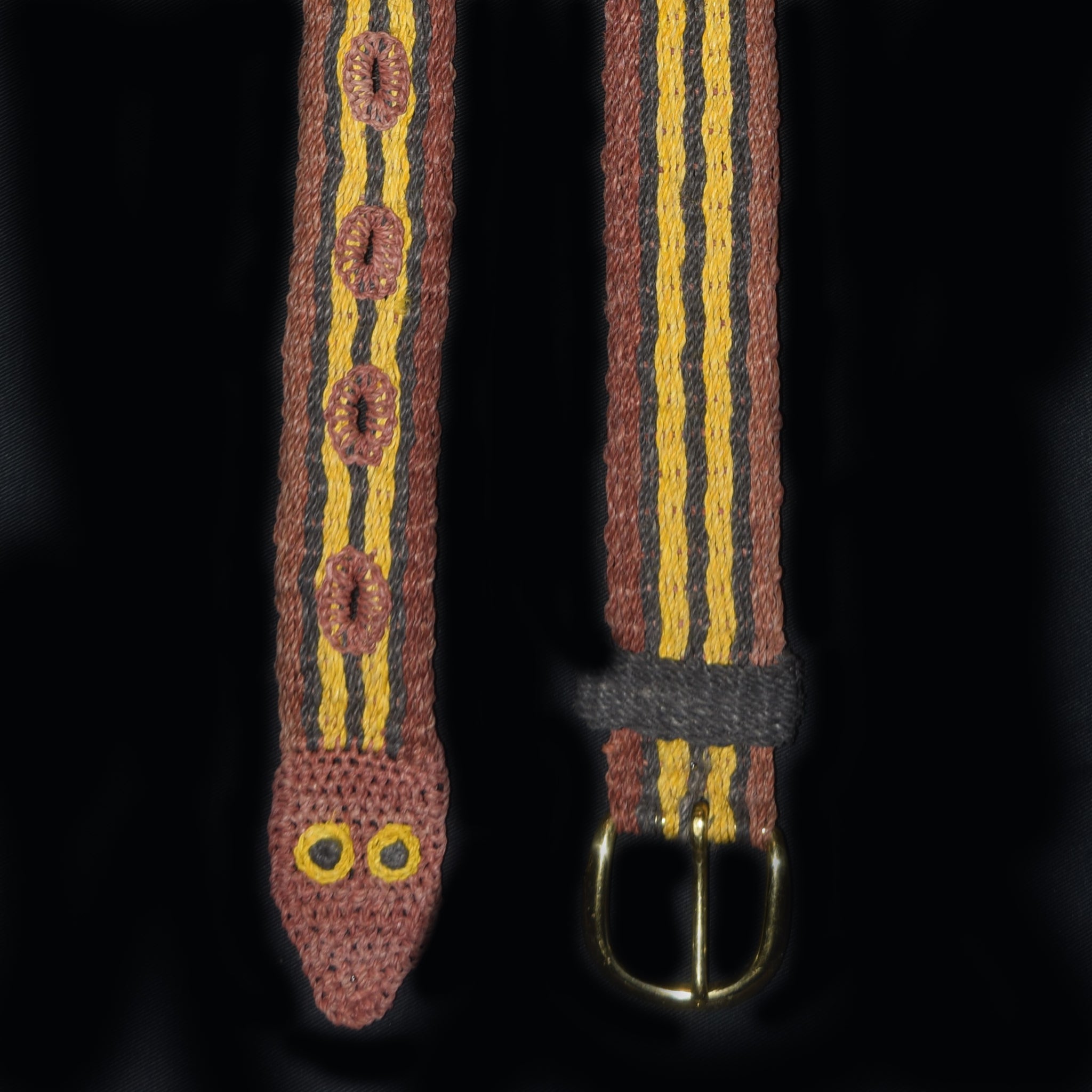 FAIR -TRADE HAND-MADE BELT MAROON STRIPED SNAKE- WOVEN BY PERUVIAN AMAZON ARTISAN