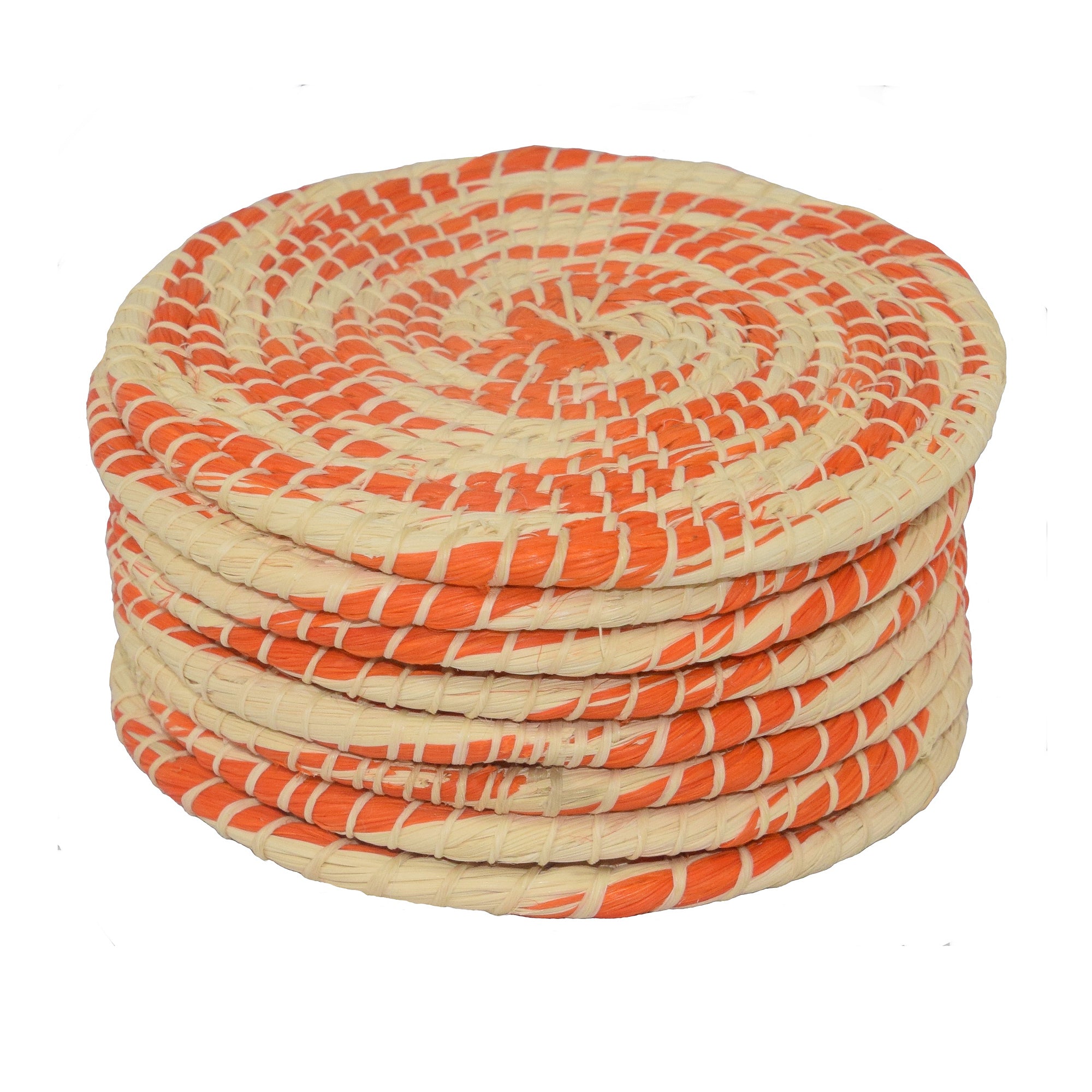 Chambira woven coasters with colored swirl (set of 4) - handmade by Peruvian artisans