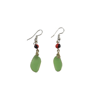 Ethereal Green Opalite and Huayruru Bead Earrings