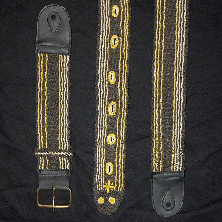 FAIR -TRADE HAND-MADE GUITAR STRAP - BLACK AFANINGA SNAKE PATTERN - WOVEN BY PERUVIAN AMAZON ARTISAN