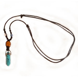 Ayahuasca vine and turquoise macrame necklace