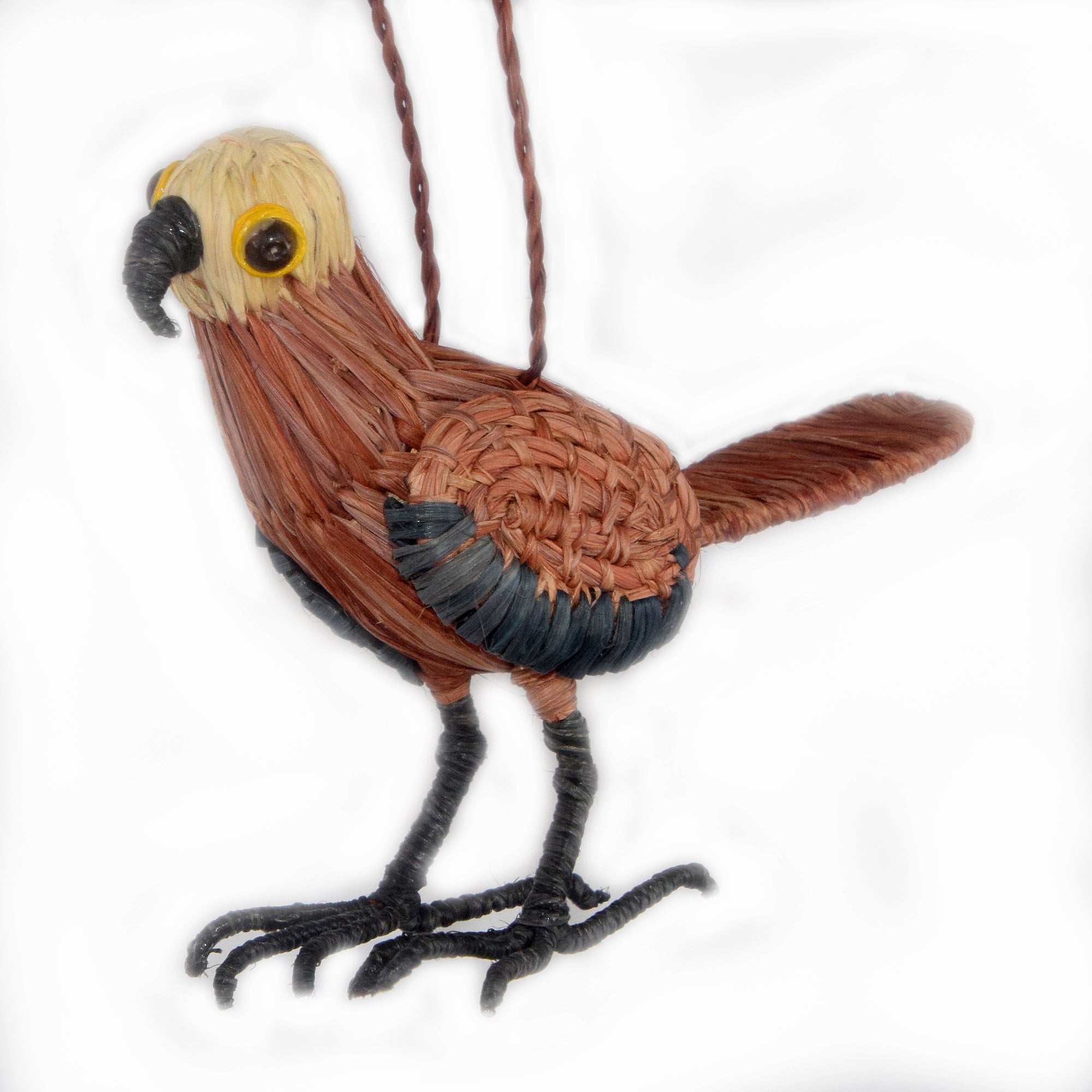 BLACK-COLLARED HAWK BIRD - FAIR-TRADE CHRISTMAS TREE ORNAMENT - WOVEN BY PERUVIAN AMAZON ARTISAN