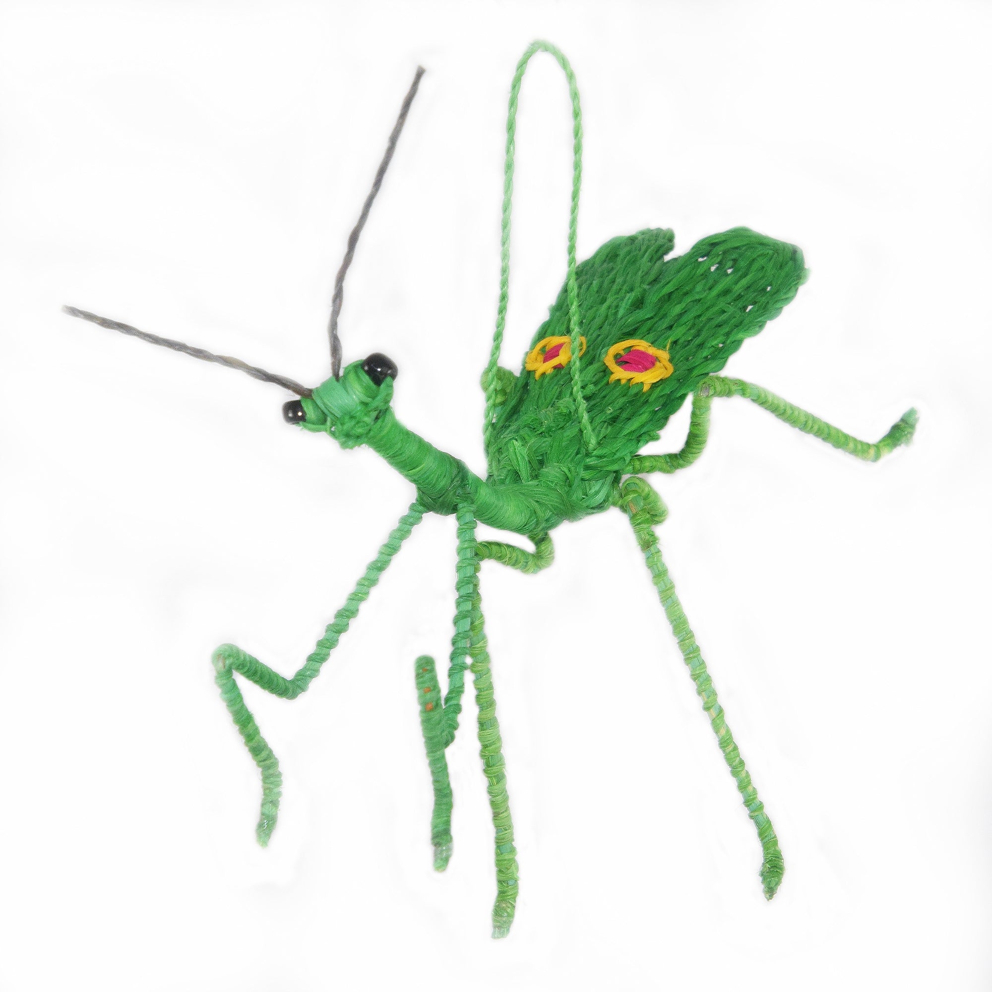 PRAYING MANTIS WOVEN INSECT ORNAMENT - HAND-MADE BY ARTISAN FROM THE PERUVIAN AMAZON