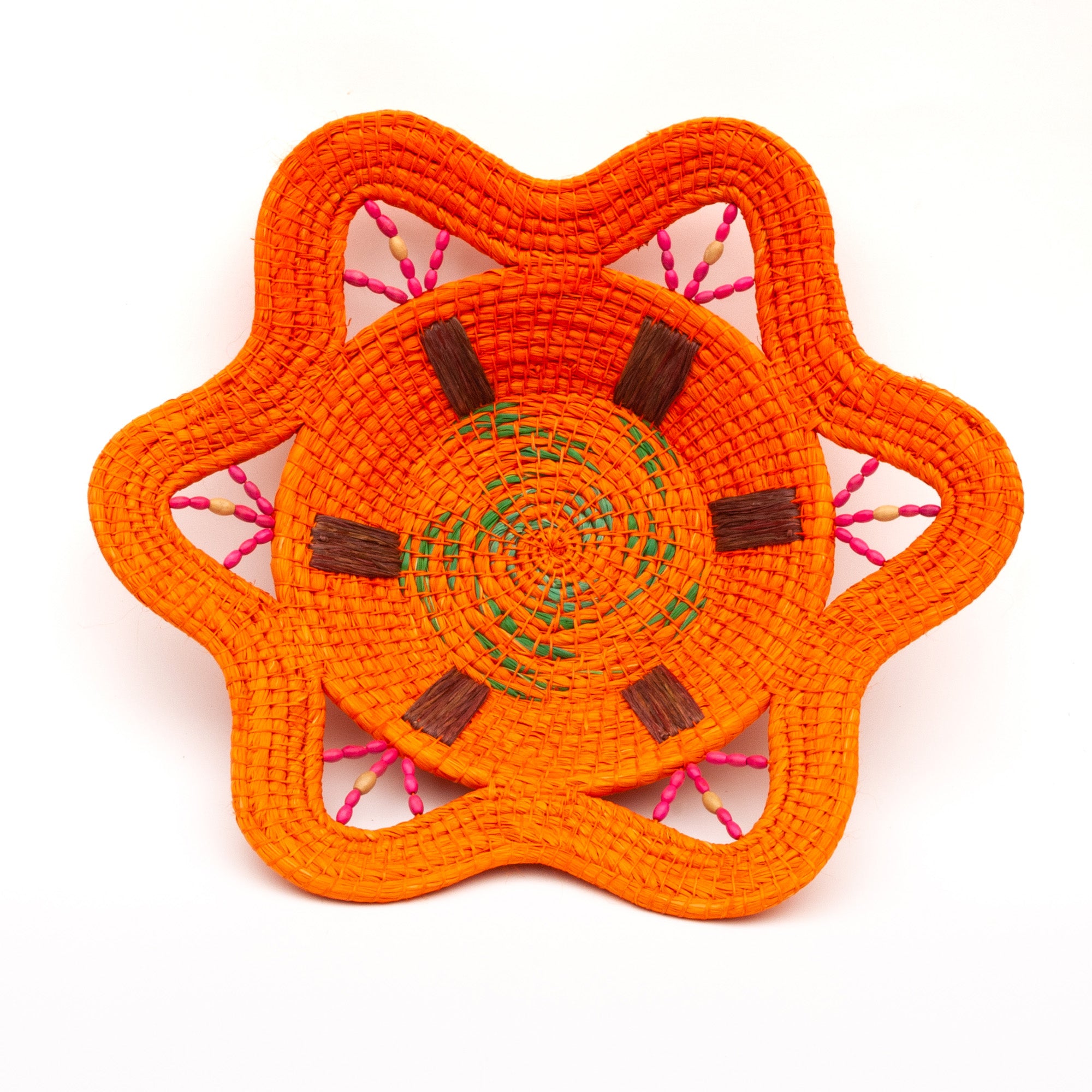 Orange Delight - Decorative Chambira Basket - Fair Trade Handmade by Peruvian Amazon Artisan