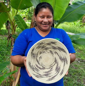 Chocolate and Charcoal Swirls - Fair Trade Basket - Handmade by Peruvian Amazon artisan