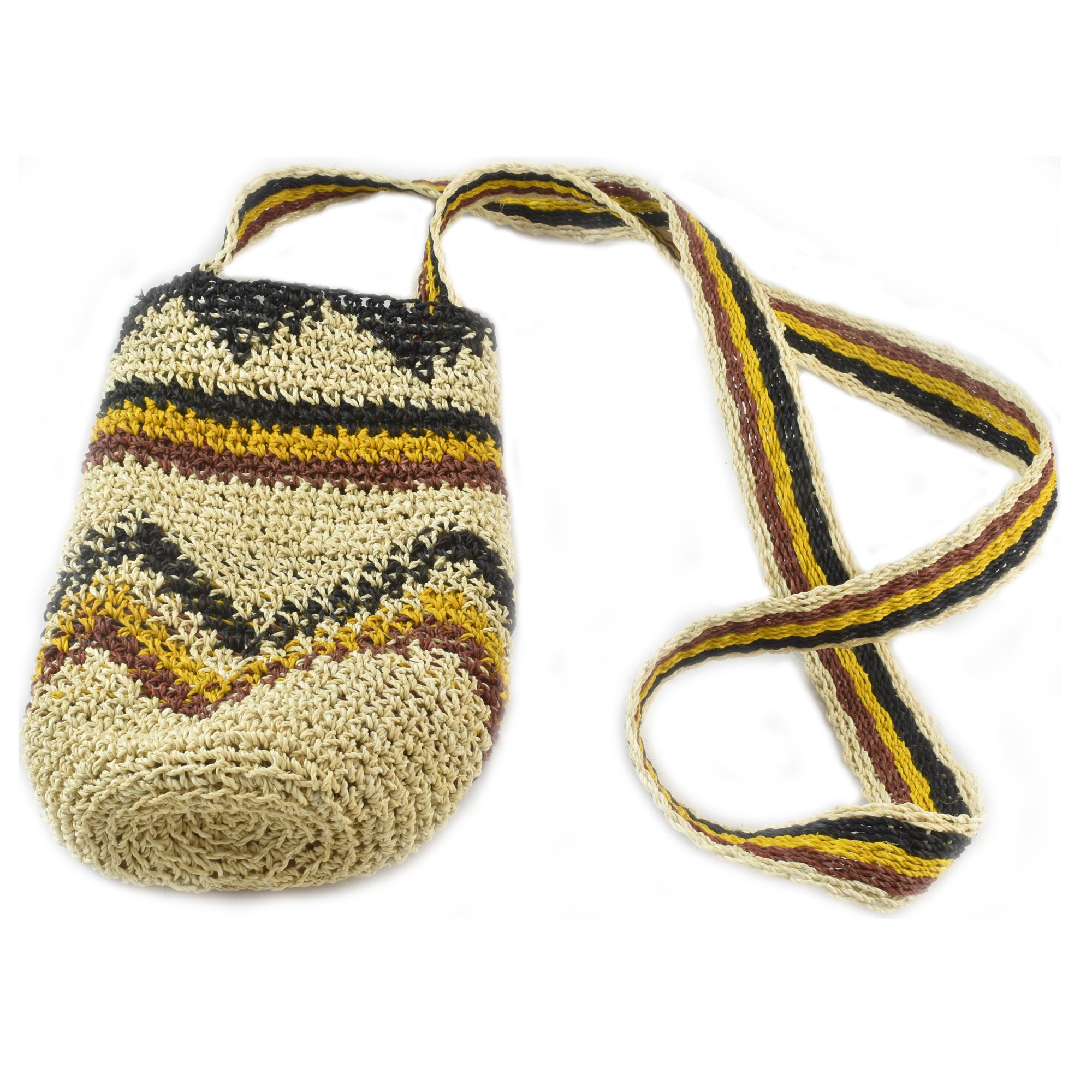 Fair-Trade Bottle Carrier/Wine Tote with zig zag Bora native pattern - Amazon Ecology
