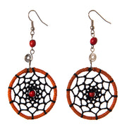 Spider Web and Huayruru Bead Earrings - made by Peruvian Amazon artisan - Amazon Ecology