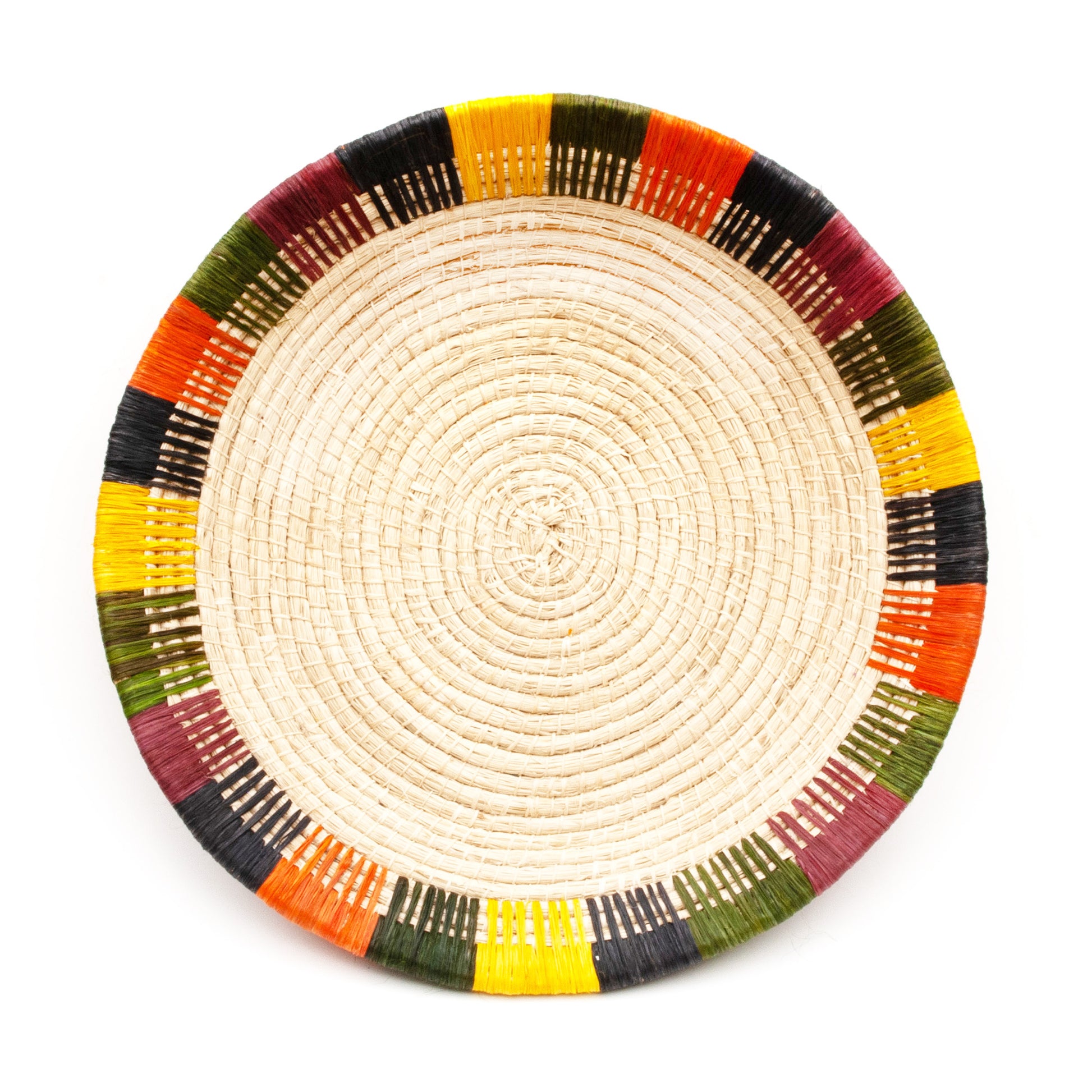 Cream with Rainbow Accents Basket - Fair Trade Craft from the Peruvian Amazon - Amazon Ecology