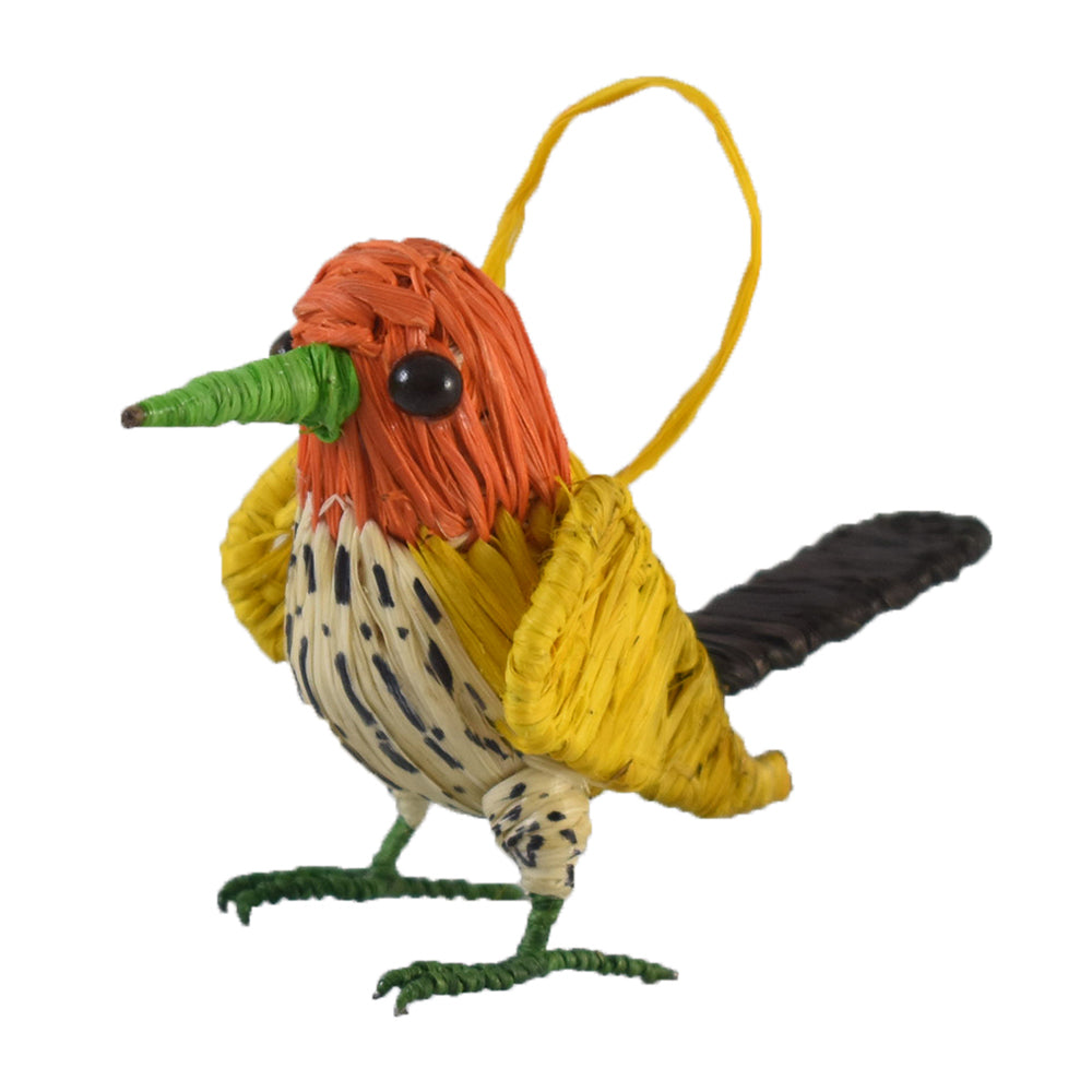 COLORFUL SONG BIRD - FAIR TRADE CHRISTMAS TREE ORNAMENT - WOVEN BY PERUVIAN AMAZON ARTISAN