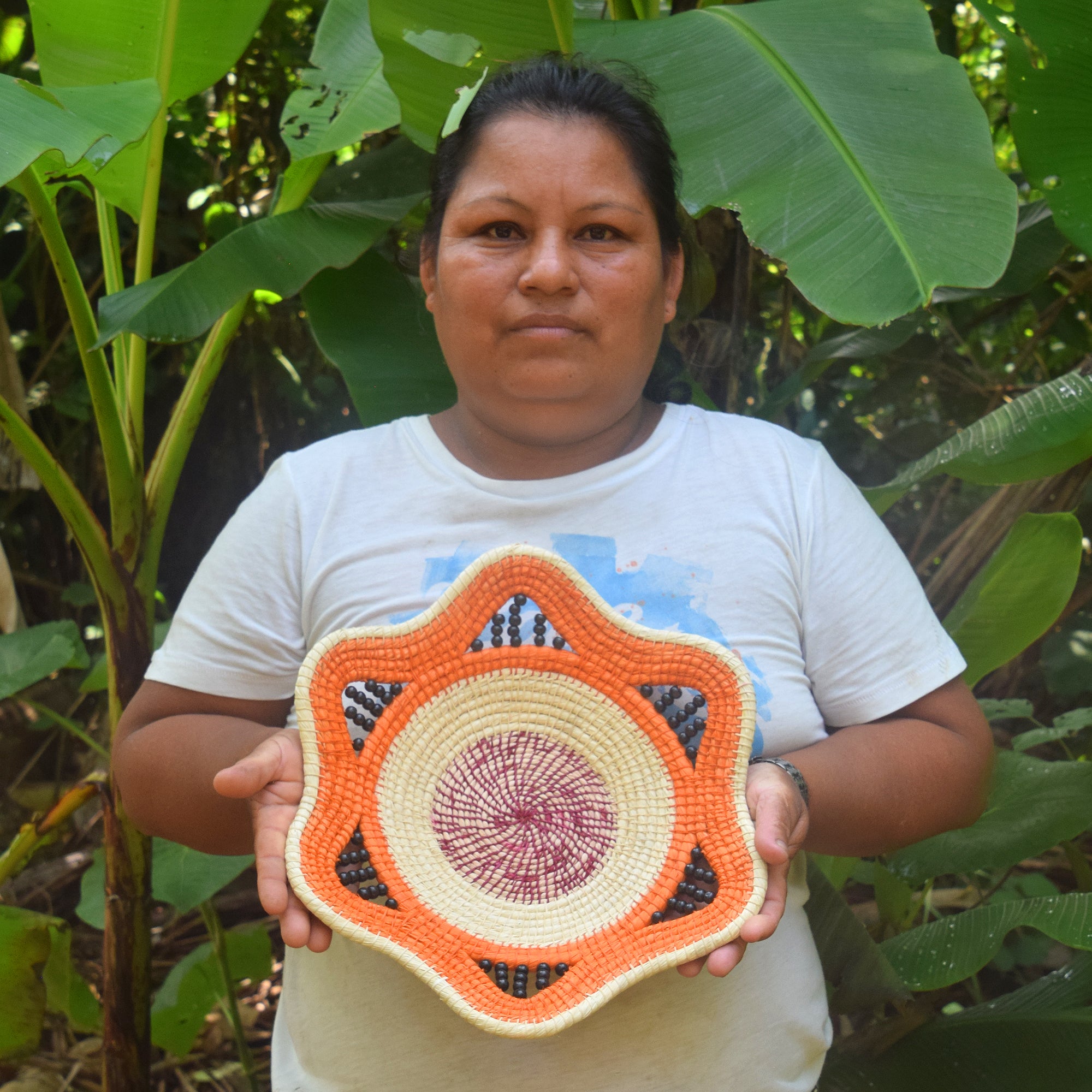 Orange Lollipop Decorative Basket - Fair Trade and Handmade by Peruvian Amazon Artisan - Amazon Ecology
