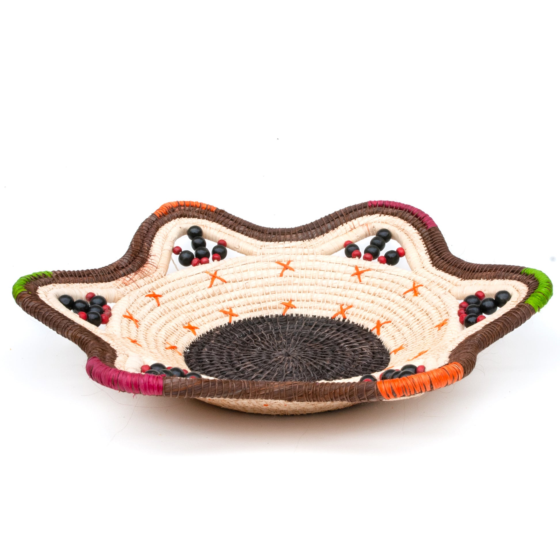 Chocolate and Cream Decorative Basket with Orange and Green Accents - Amazon Ecology