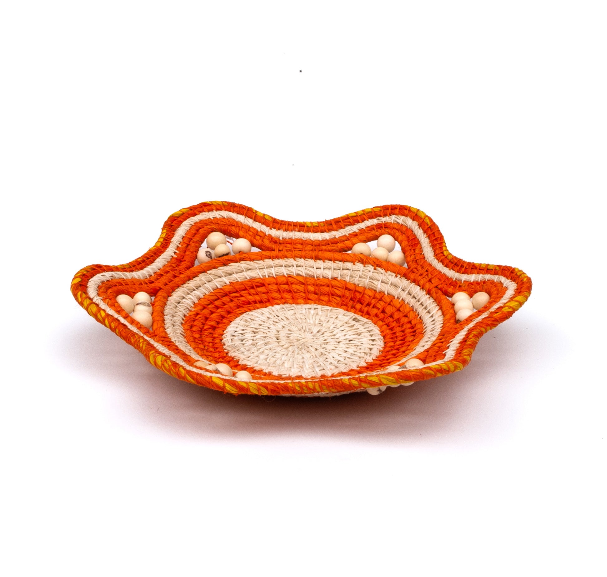 Peaches and Cream Handwoven Decorative Basket - Fair Trade and Hand Made by Peruvian Amazon Artisan - Amazon Ecology