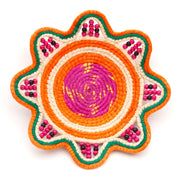 RASPBERRY AND ORANGE DELIGHT - HANDMADE CHAMBIRA PALM FIBER BASKET - WOVEN BY ARTISAN FROM PERUVIAN AMAZON - Amazon Ecology