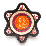ORANGE SUN AND CHARCOAL HANDMADE CHAMBIRA PALM FIBER BASKET - WOVEN BY ARTISAN FROM PERUVIAN AMAZON - Amazon Ecology