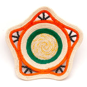 ORANGE AND GREEN RINGS - HANDMADE CHAMBIRA PALM FIBER BASKET - WOVEN BY ARTISAN FROM PERUVIAN AMAZON - Amazon Ecology