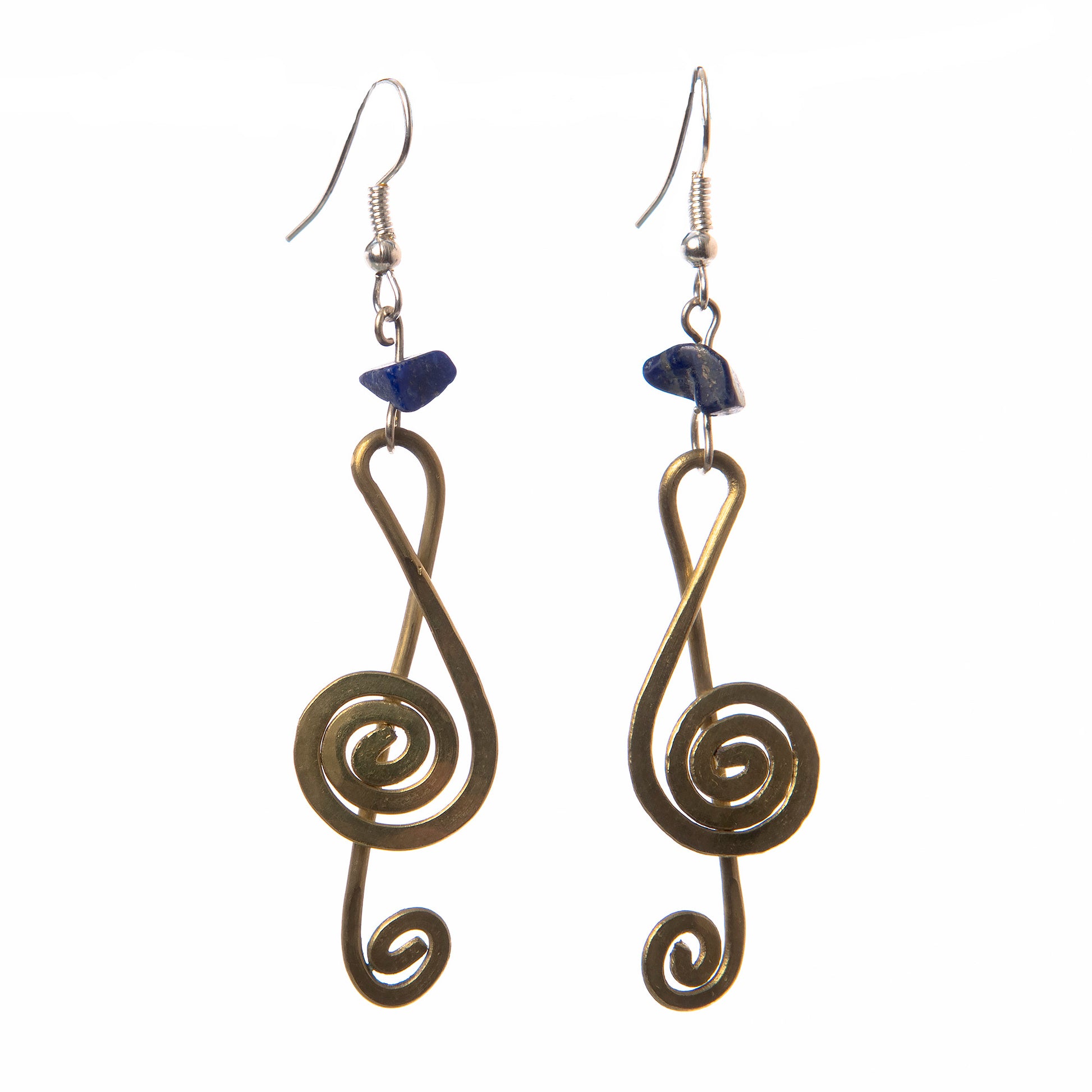 Bronze Wire Coil Music Clef Design Hanging Earrings - Amazon Ecology