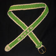 FAIR -TRADE HAND-MADE BELT - GREEN TREE PIT VIPER - LORO MACHACO PATTERN- WOVEN BY PERUVIAN AMAZON ARTISAN - Amazon Ecology