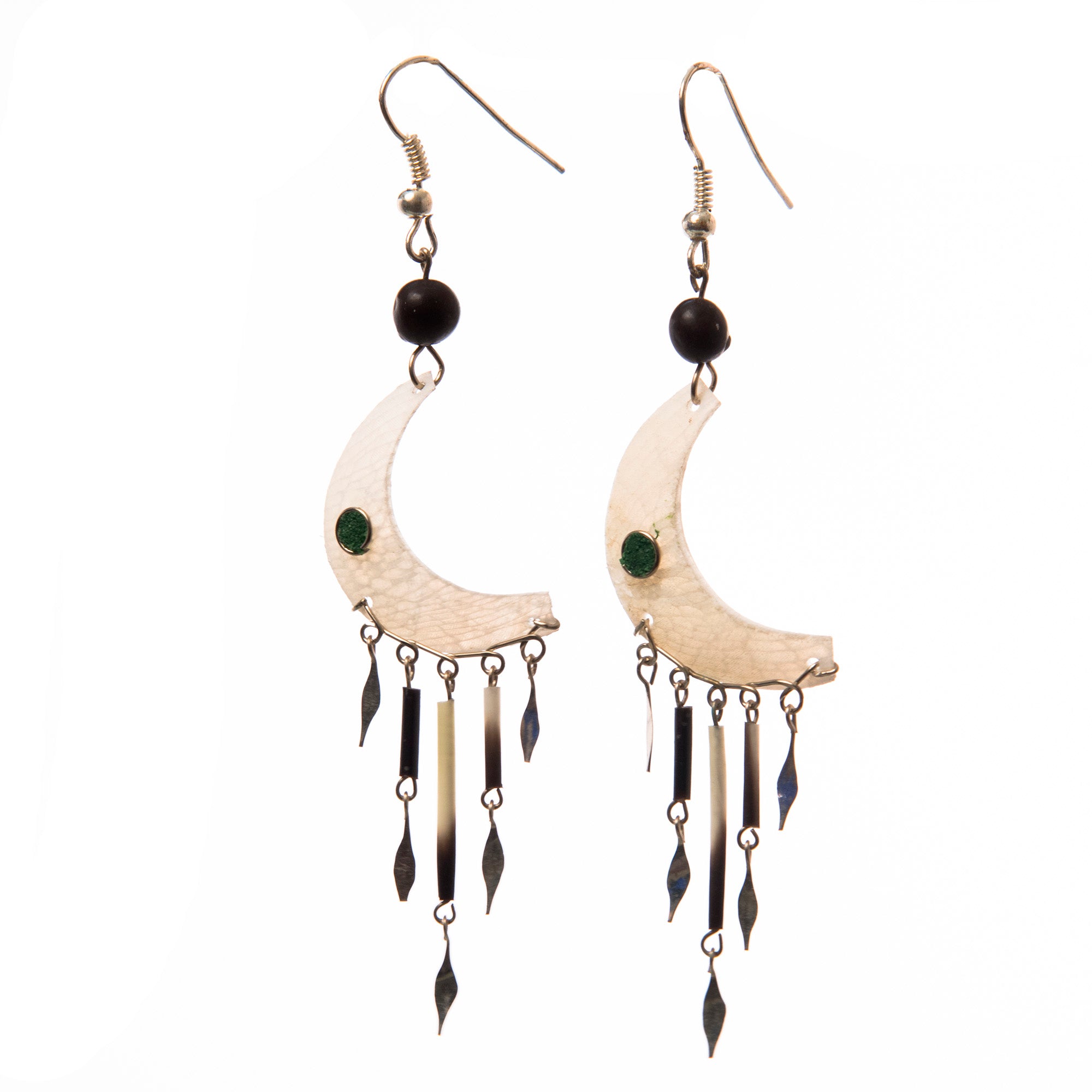 Paiche Fish Scales Crescent Moon Earrings