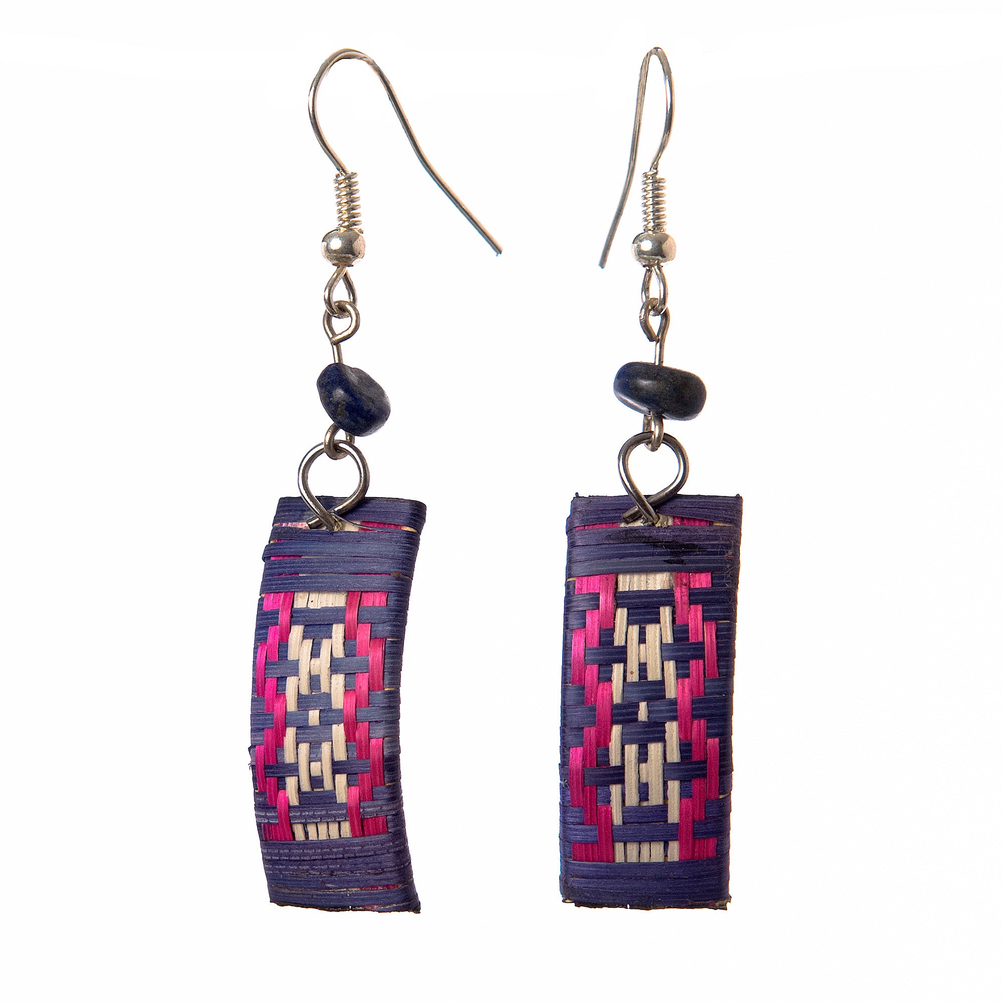 Cana Flecha Earrings, Black and White, Pinks and Blues