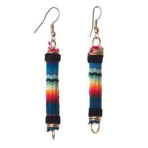 Woven Wrapped Wool Cylindrical Earrings, Multicolored