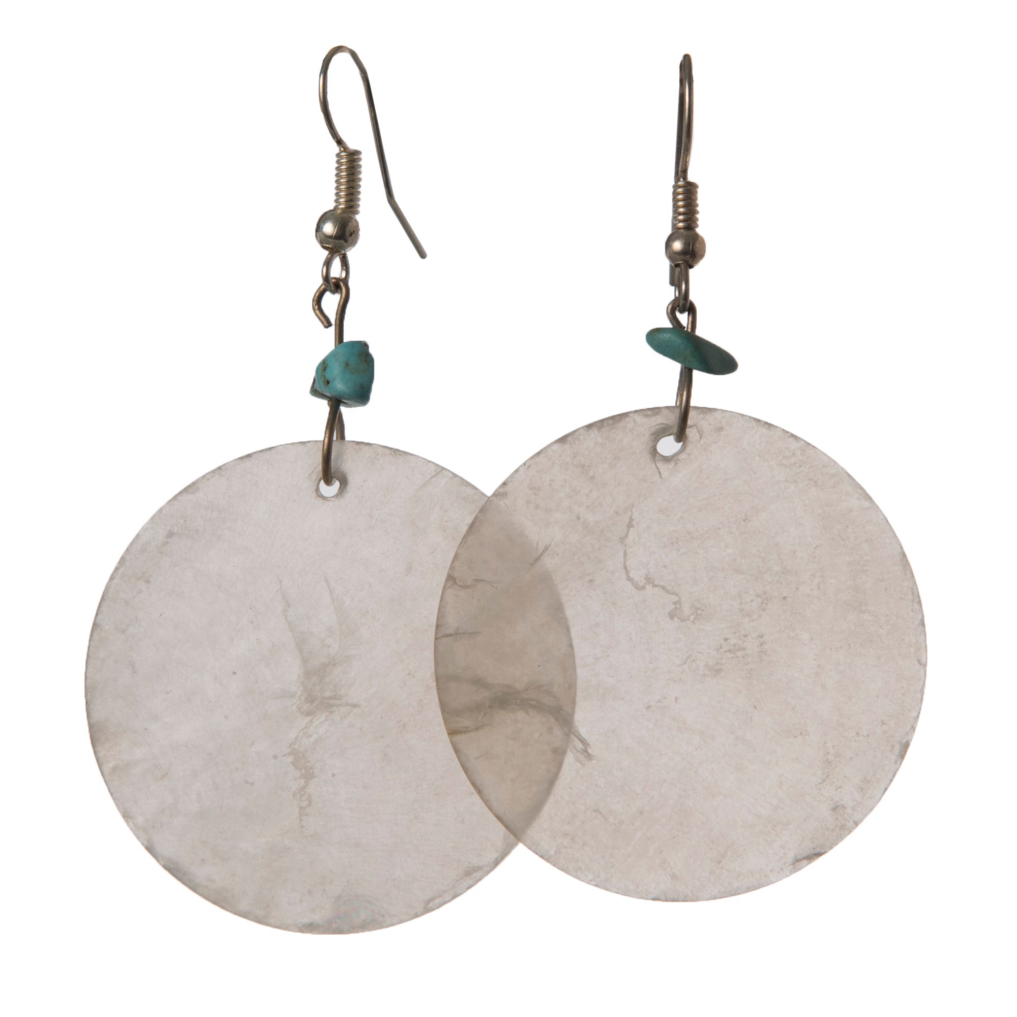 Natural White Circular Nakar Shell Earrings