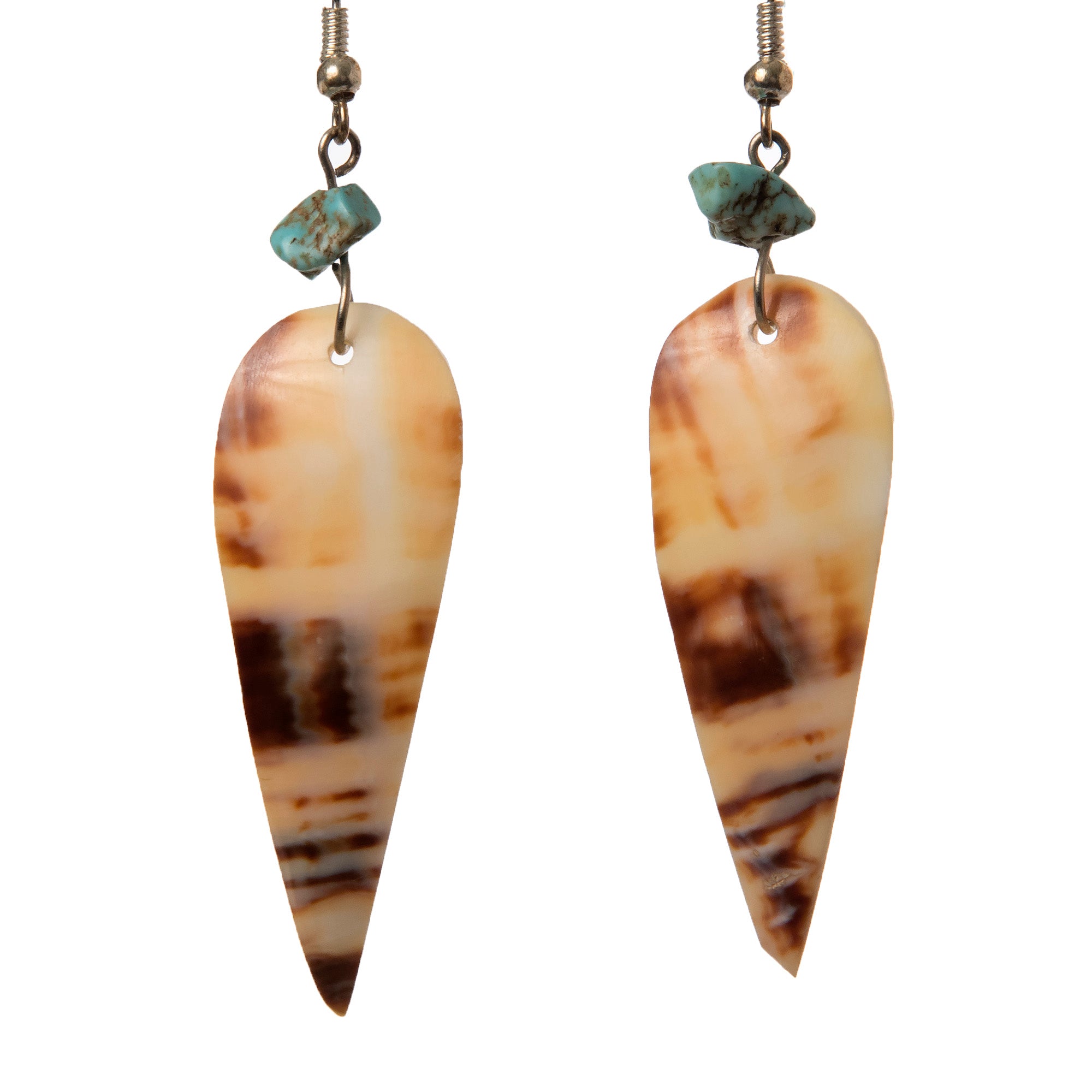 Nakar Shell Earrings, Natural Shell Colors, with Turquoise or Stone Beads