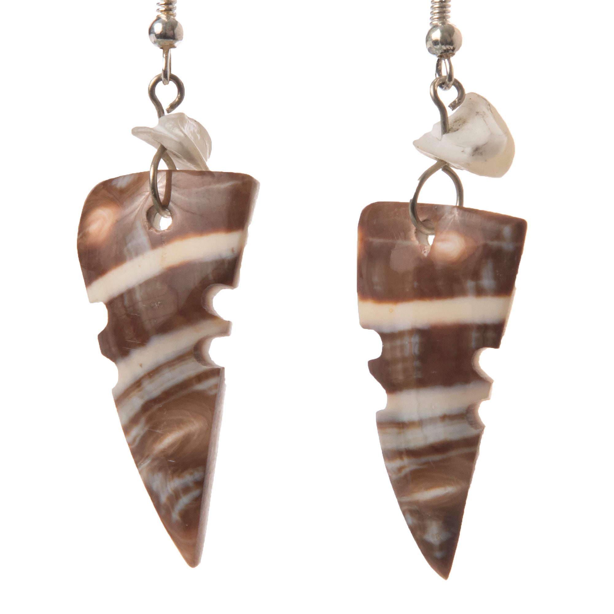 Nakar Shell Earrings, Natural Shell Colors, with Turquoise or Stone Beads