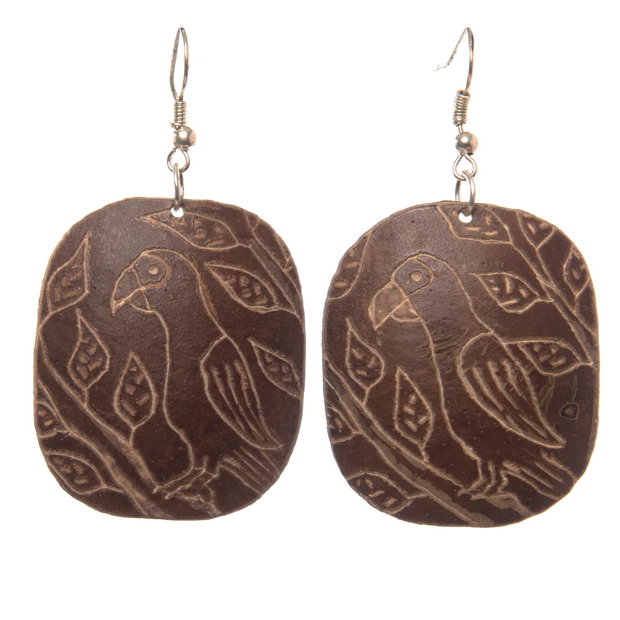 Calabash Wildlife Design Earrings - handmade by native Peruvian Amazon artisan