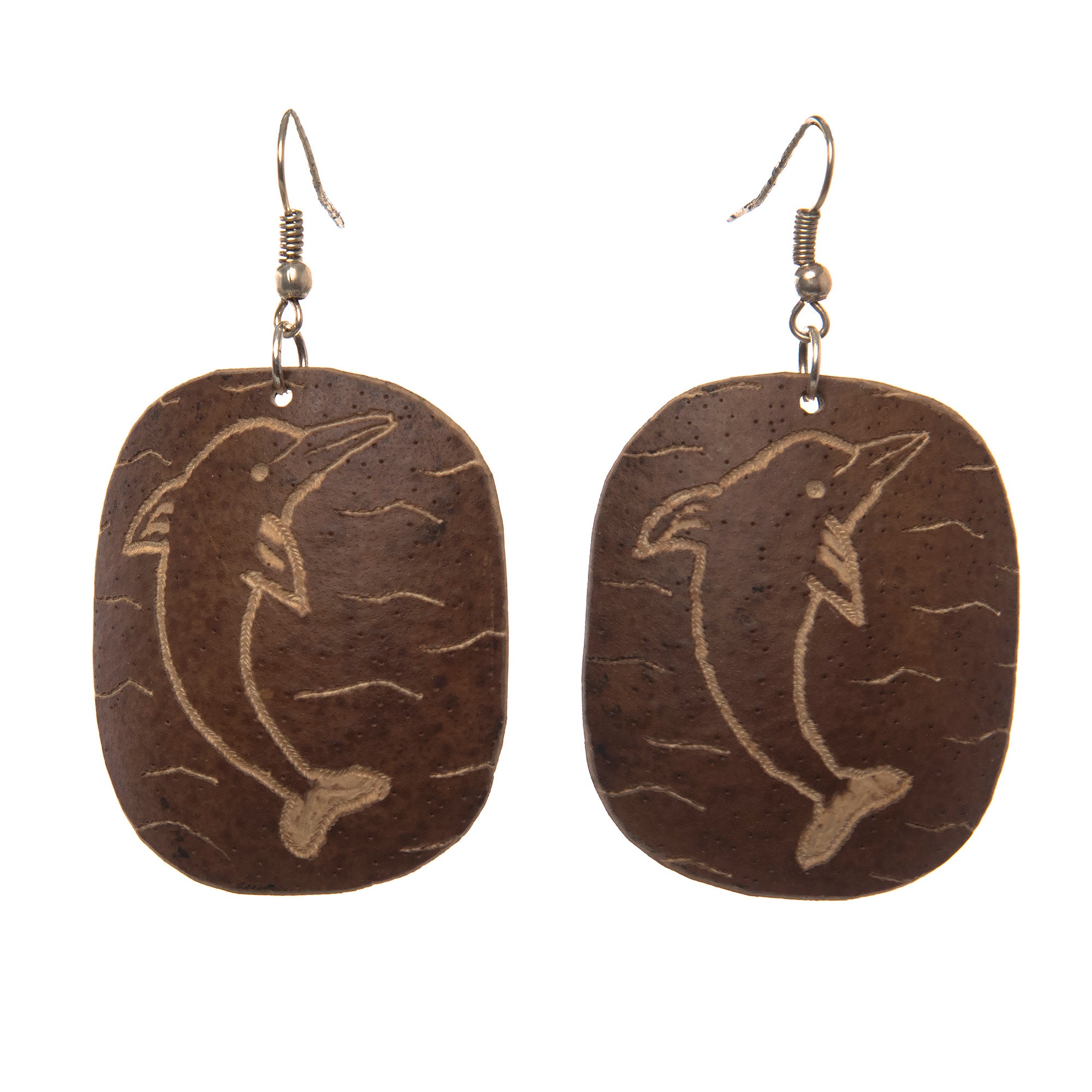 Calabash Wildlife Design Earrings - handmade by native Peruvian Amazon artisan