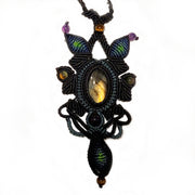 Fancy labradorite stone macrame necklace from the Peruvian Amazon - Amazon Ecology