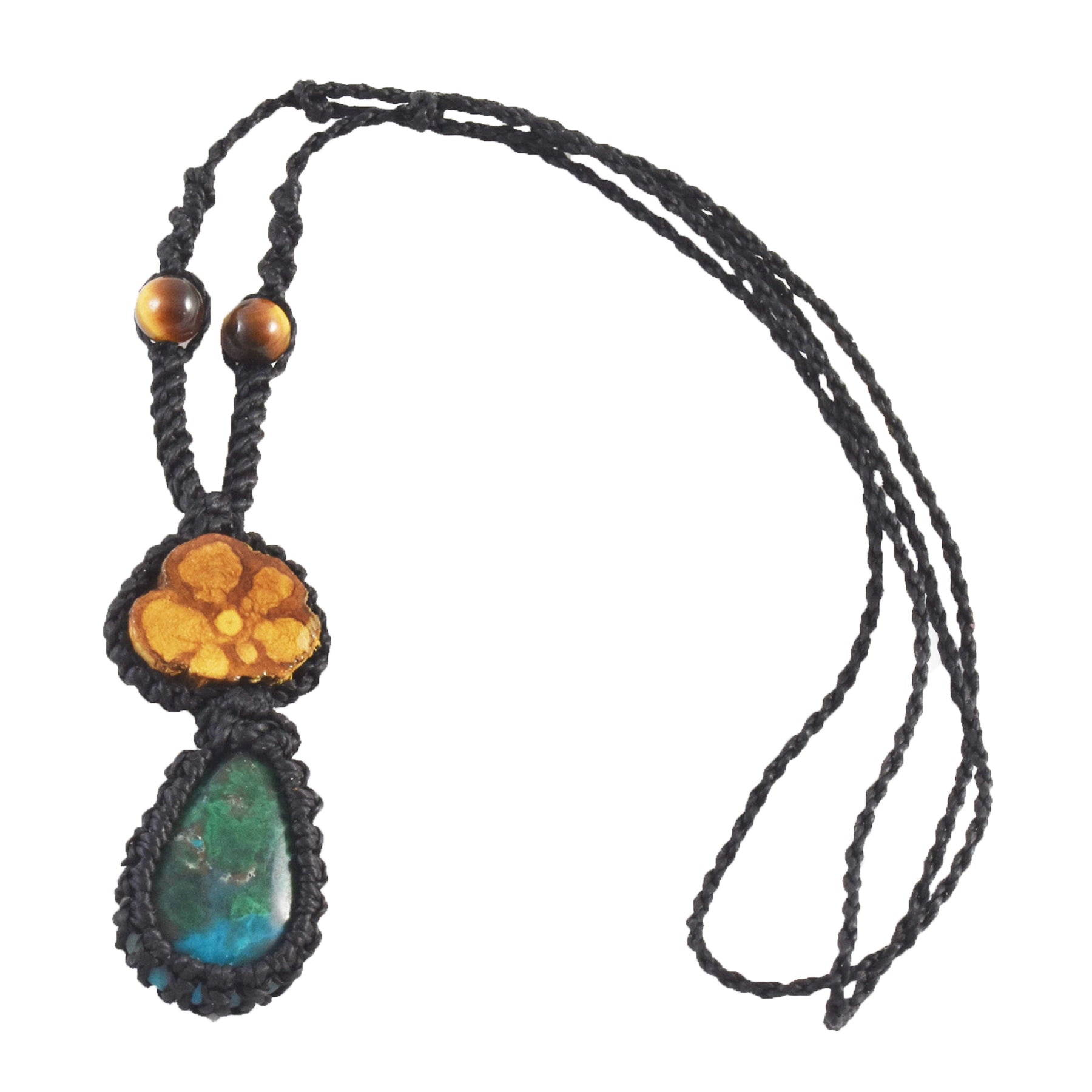Peruvian green turquoise macrame necklace - Amazon Ecology