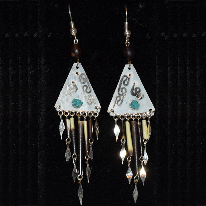 Triangular paiche scale earrings - made by Peruvian Amazon artisan