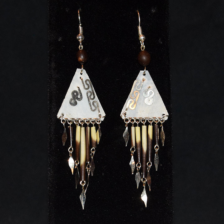Triangular paiche scale earrings - made by Peruvian Amazon artisan