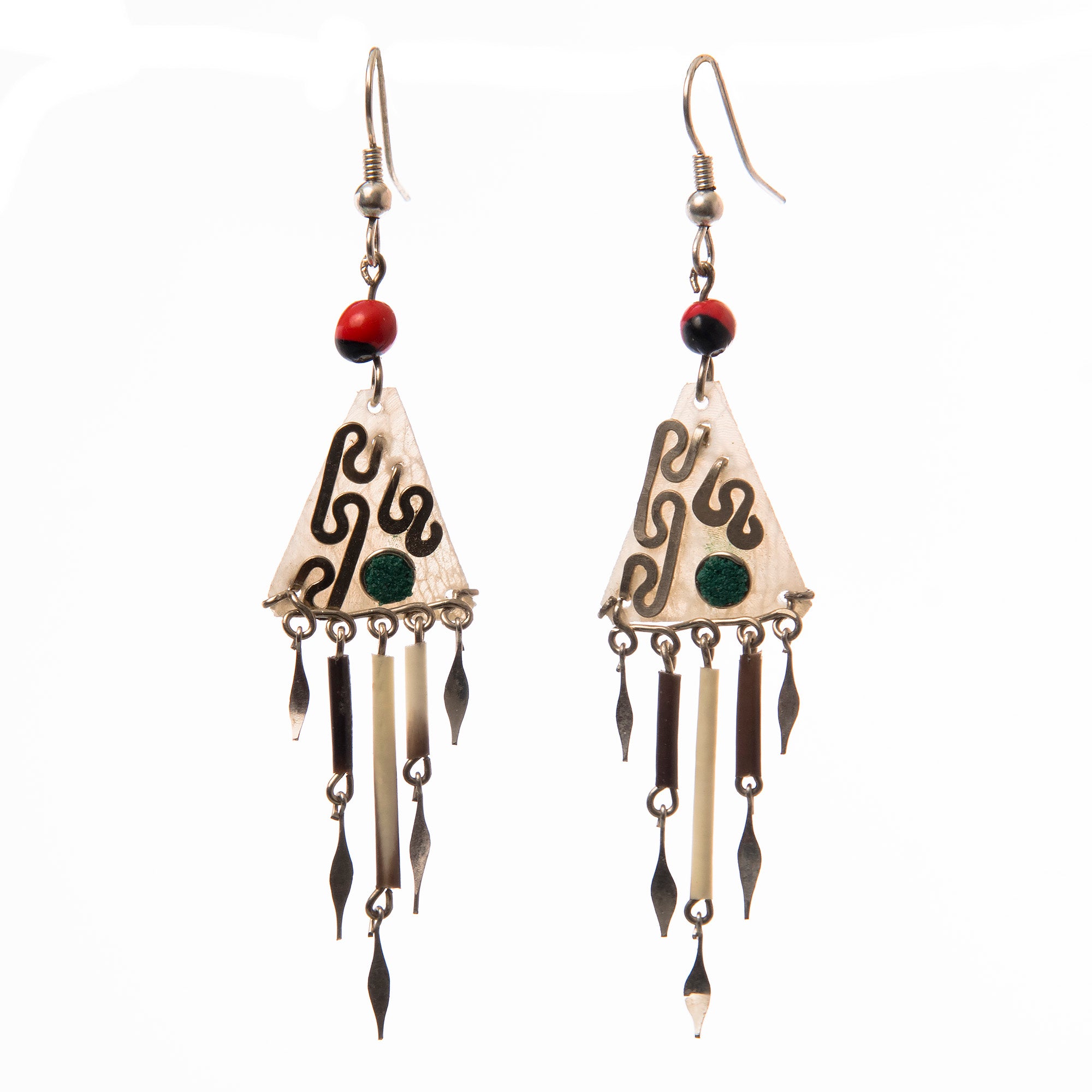 Triangular paiche scale earrings - made by Peruvian Amazon artisan